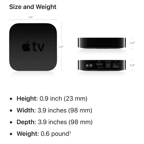 Apple TV 3rd Generation w/Remote and Power Cord, EUC, HP